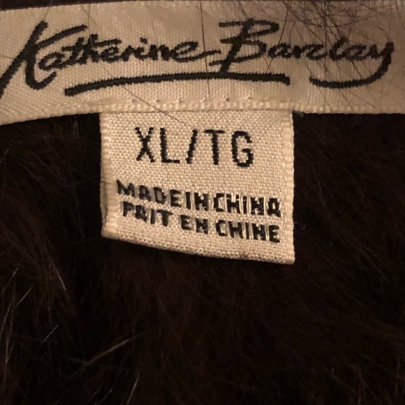 Kathrine Banlay size XL brown updated rabbit fur & knit vest  hook & eye closure - Picture 3 of 12